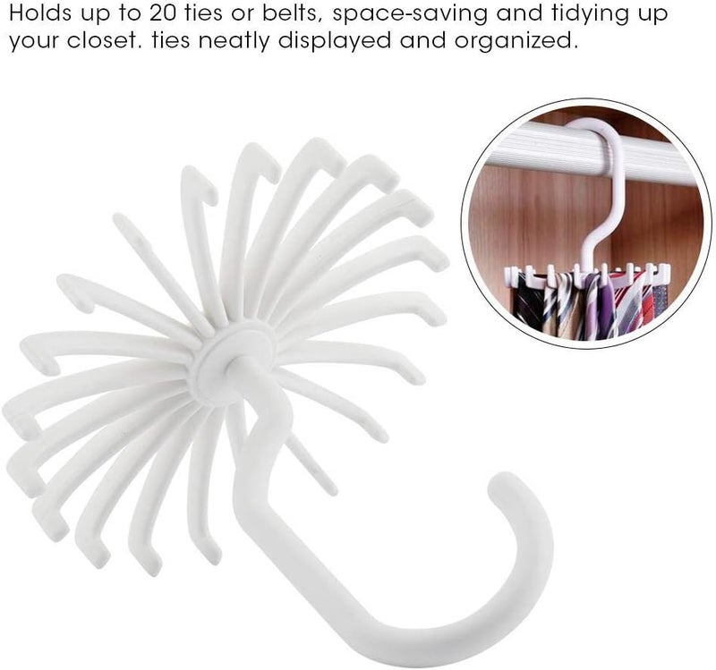 woobles Tie Rack, 360 Degree Rotating Tie Holder, Durable Multifunctional Tie Organizer for Tie, Scarf, Belt Storage (20 Pcs) (1#) - Image 4
